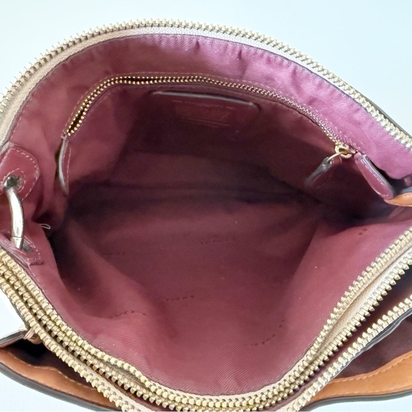 Coach Dreamer Bag Leather Shoulder Suede Casual Chic Colorblock Elegant Tan - Picture 8 of 16